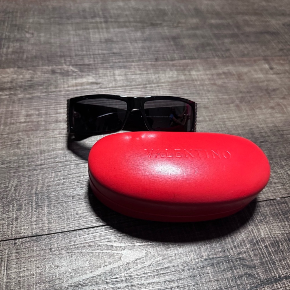 Valentino Dark Sunglasses with Bold Red Case